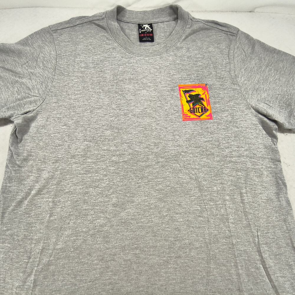Gotcha Casual Crew Neck Graphic Short Sleeve Shirt Mens Size Large L Gray